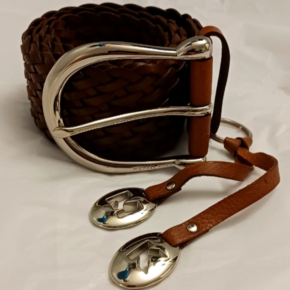 Michael Kors Brown Braided Leather Belt